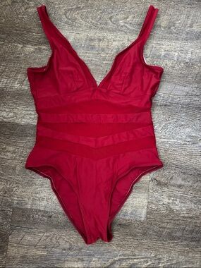 SHEIN Red One-Piece Swimsuit Coverup